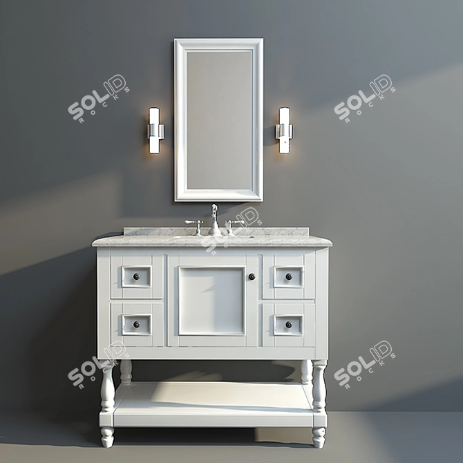 Modern White Bathroom Vanity 3D model image 1