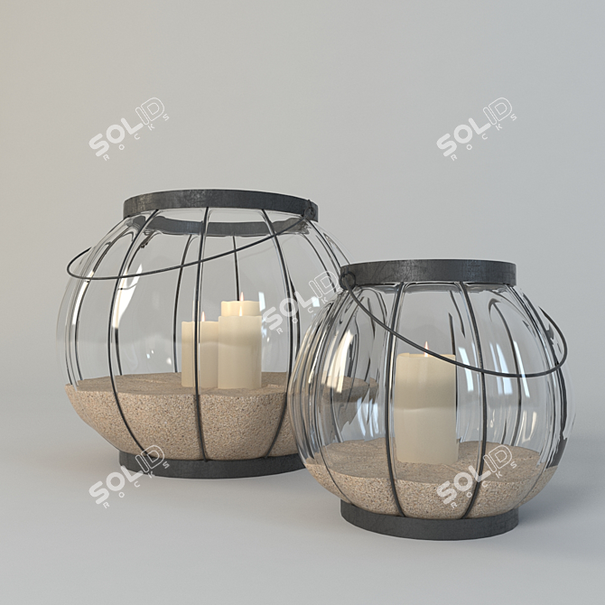 Ethereal Glass Cage Lantern 3D model image 1