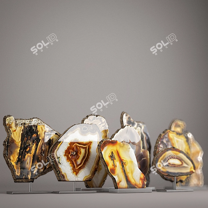 Elegant Agate Decor Set 3D model image 2