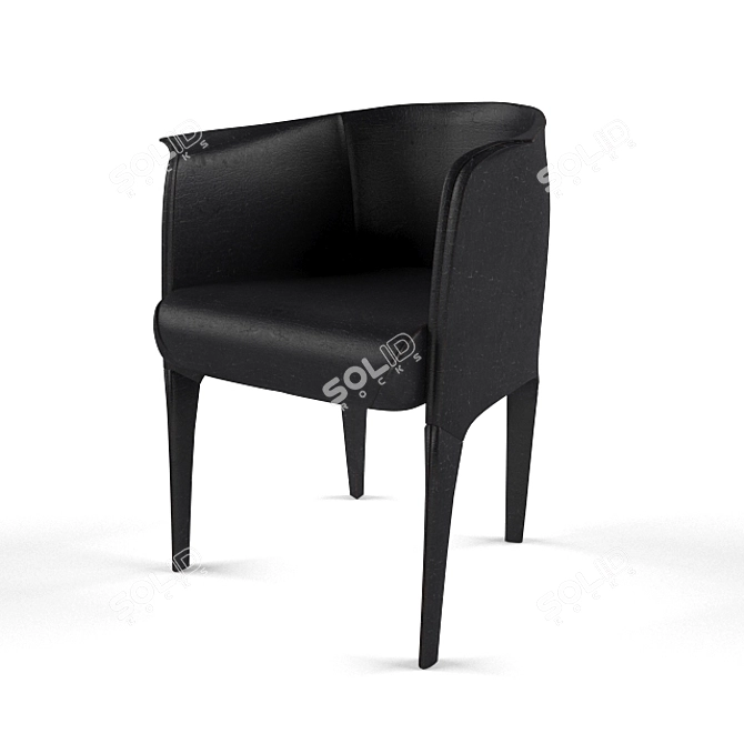 Modern Black Cracked Leather Design Chair 3D model image 1