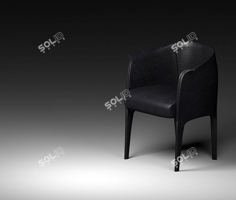 Modern Black Cracked Leather Design Chair 3D model image 3