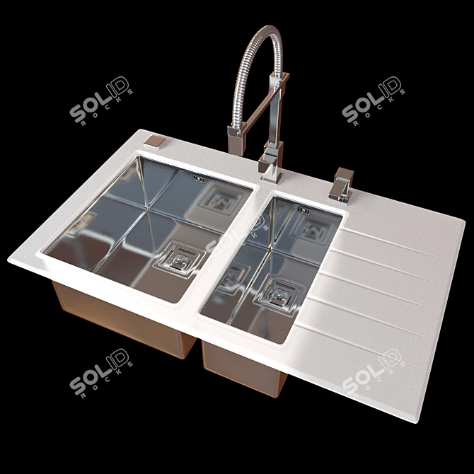 Crystalix 20 Kitchen Sink: Elegant & Practical 3D model image 2