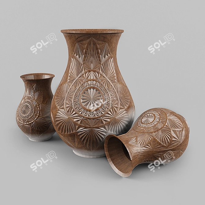 Ethnic Geometric Carved Pitcher 3D model image 1