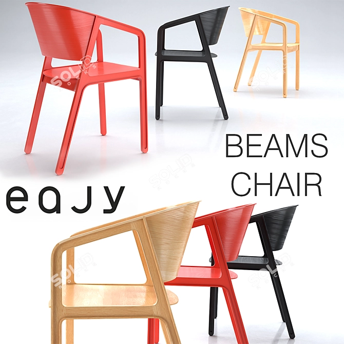 Elegant Beams Chair - Choose from 3 Colors 3D model image 1