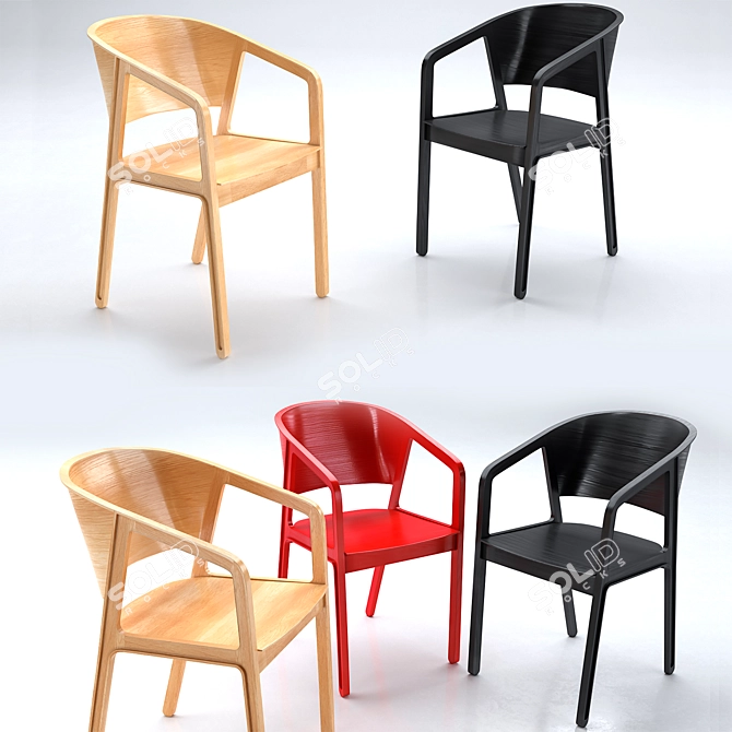 Elegant Beams Chair - Choose from 3 Colors 3D model image 2