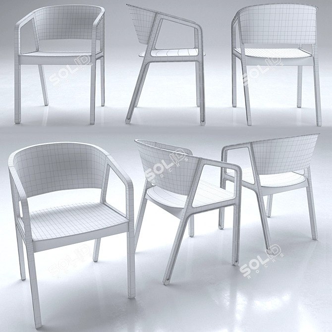 Elegant Beams Chair - Choose from 3 Colors 3D model image 3