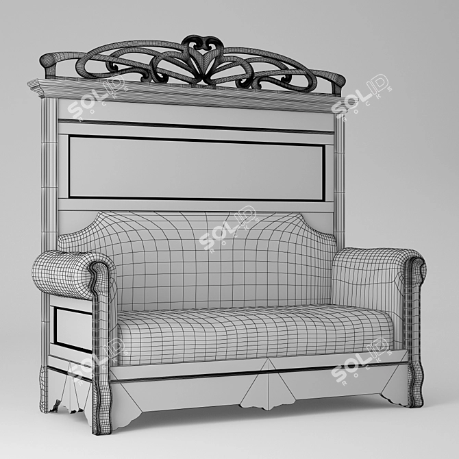 Restored 19th Century Antique Sofa 3D model image 3