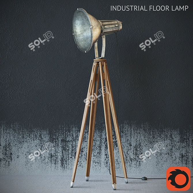 Industrial Loft Floor Lamp 3D model image 1