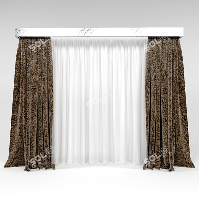 Jacquard Curtain with Sheer | Elegant Home Decor 3D model image 1