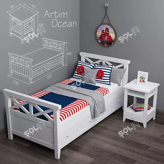 Artim Okean Bed with Box - Stylish and Functional 3D model image 1