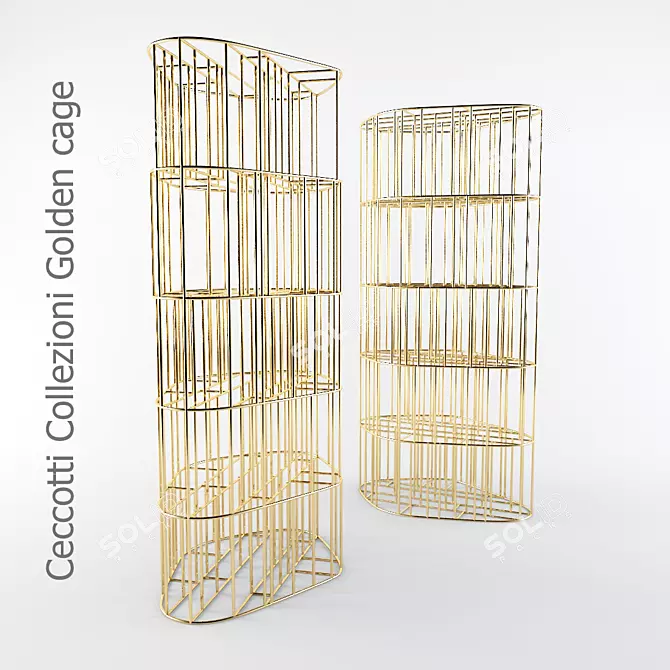 Grandiose Brass Bookshelf 3D model image 1