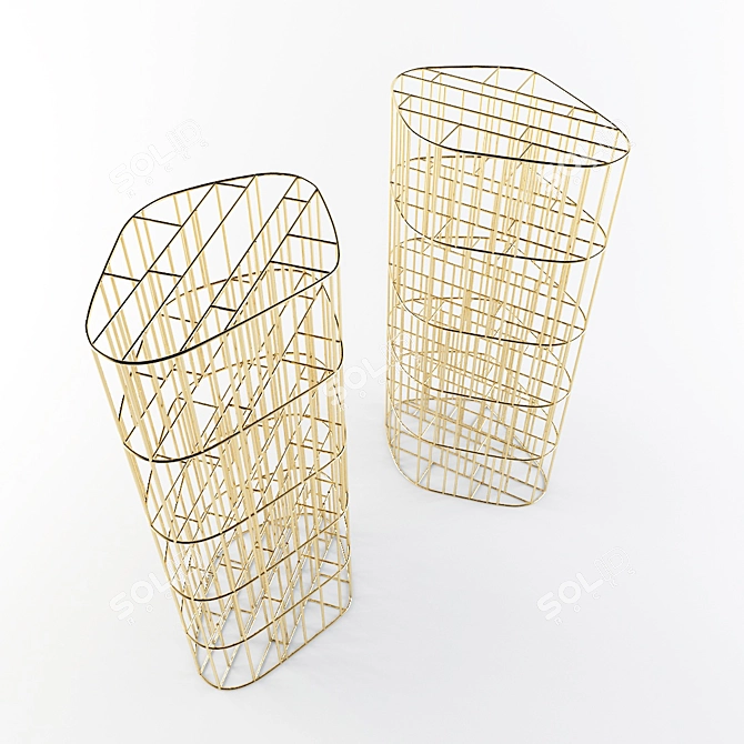 Grandiose Brass Bookshelf 3D model image 2