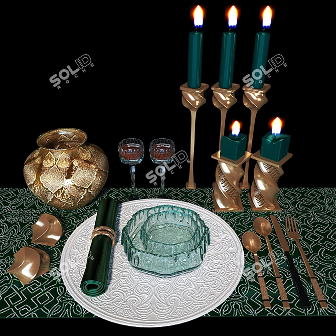 Elegant Table Setting Set 3D model image 1