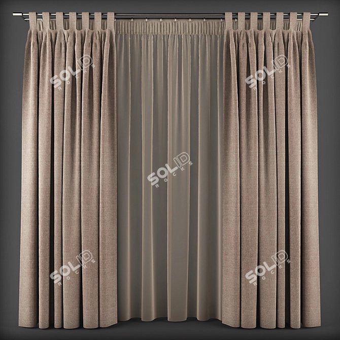 Modern Strap Curtains 3D model image 1