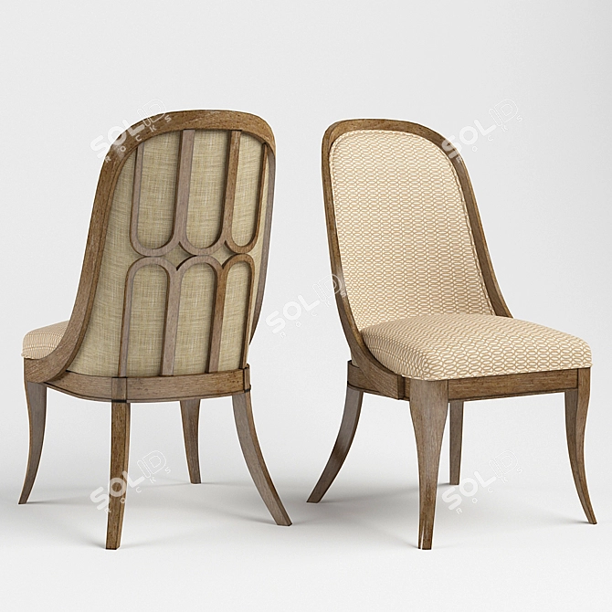 Archipelago Bequia Host Chair: Shoal Finish, Nautilus & Abalone Fabric 3D model image 1