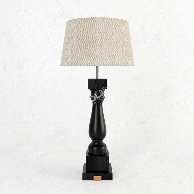 Sophisticated Black Wood Tablelamp 3D model image 1