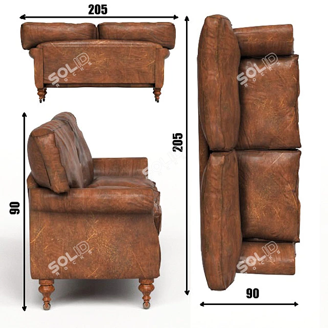 Luxury Vintage Cigar Sofa 3D model image 2