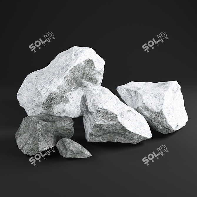 Mountain Stone Set - 5 Unique Pieces 3D model image 1