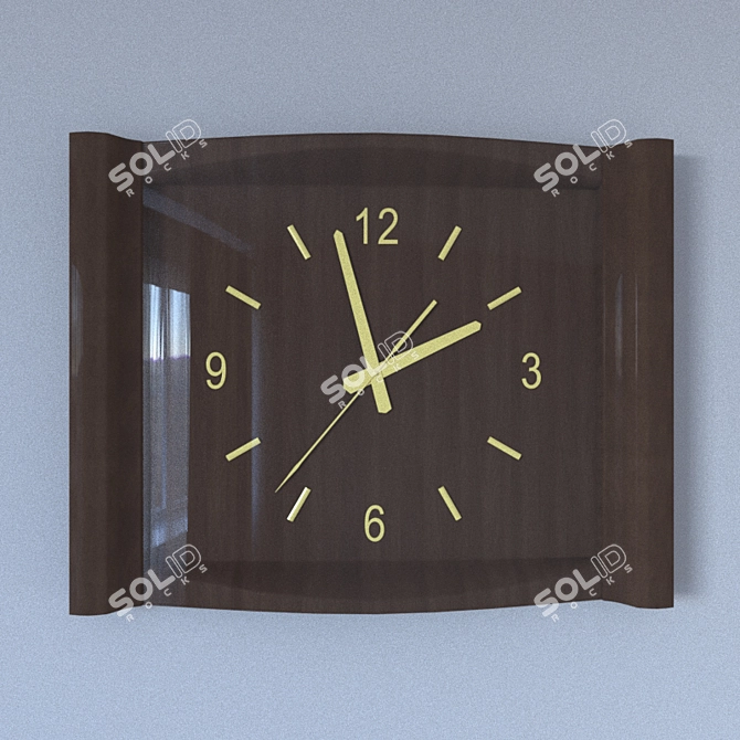 Wooden Style Wall Clock 3D model image 1