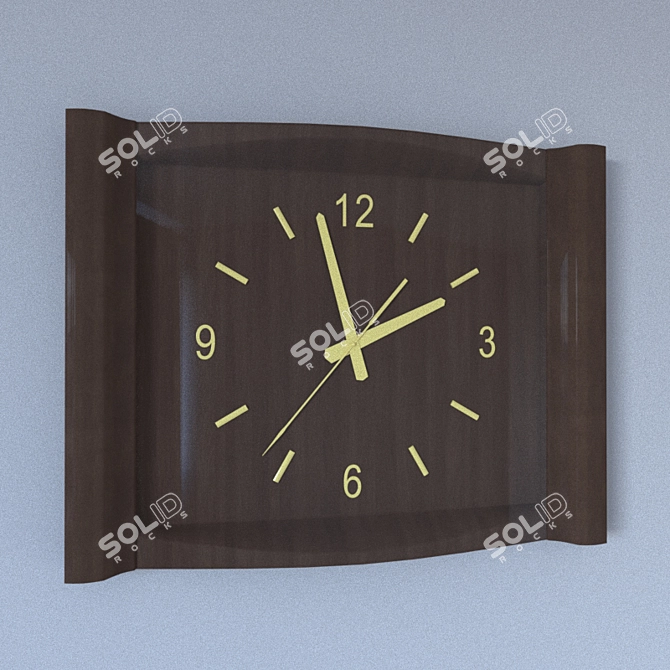 Wooden Style Wall Clock 3D model image 2