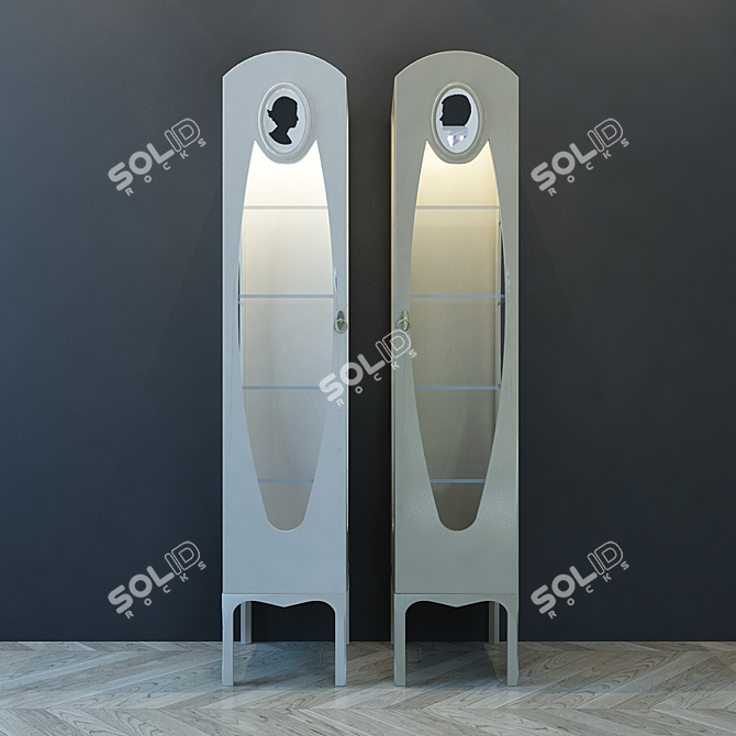 Elegant Cameo Cabinet in Capitonné & Matellassè 3D model image 1