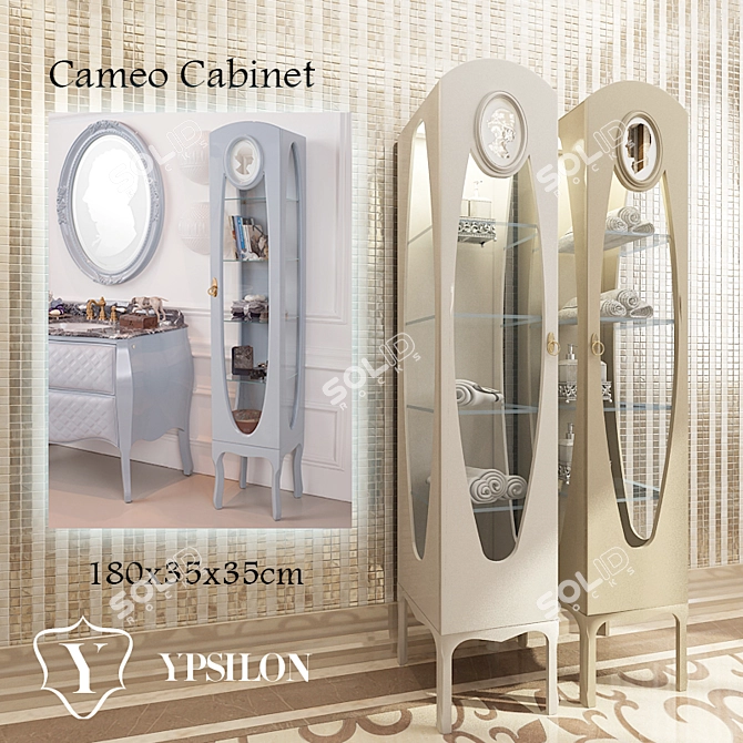 Elegant Cameo Cabinet in Capitonné & Matellassè 3D model image 2