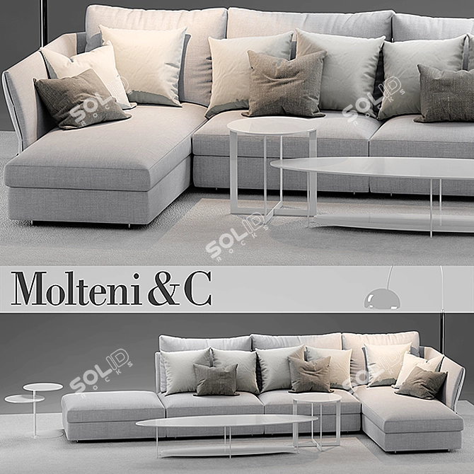 Elegant Molteni Sofa 3D model image 1