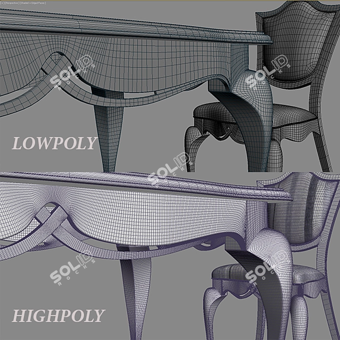 Paola Dining Set by Brevio 3D model image 3