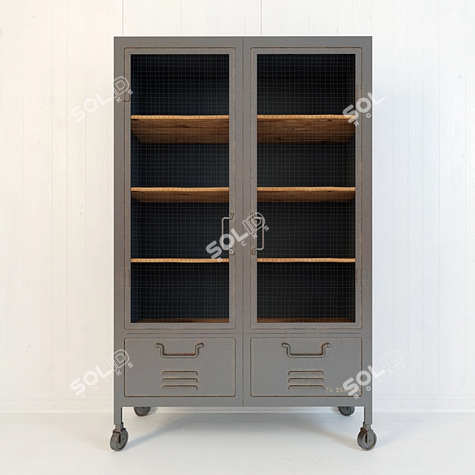 Industrial Iron Cabinet 3D model image 1