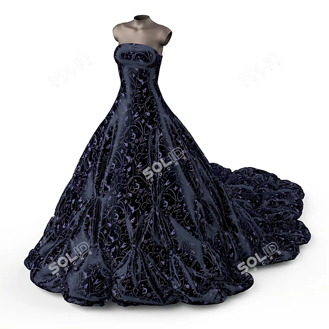 Elegant Mannequin Evening Dress 3D model image 1