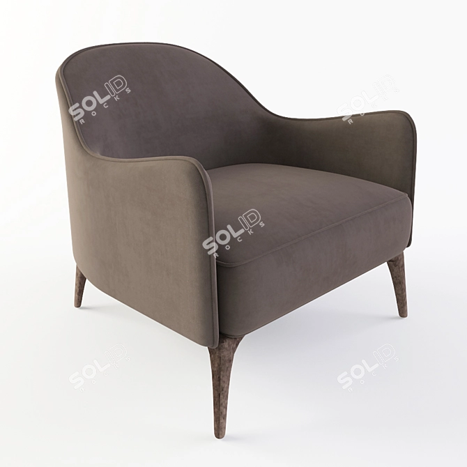 Elegant Fabric & Wood Lounge Chair 3D model image 1