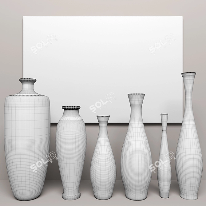 Turquoise Mosaic Vase Set: Handmade Beauty 3D model image 3