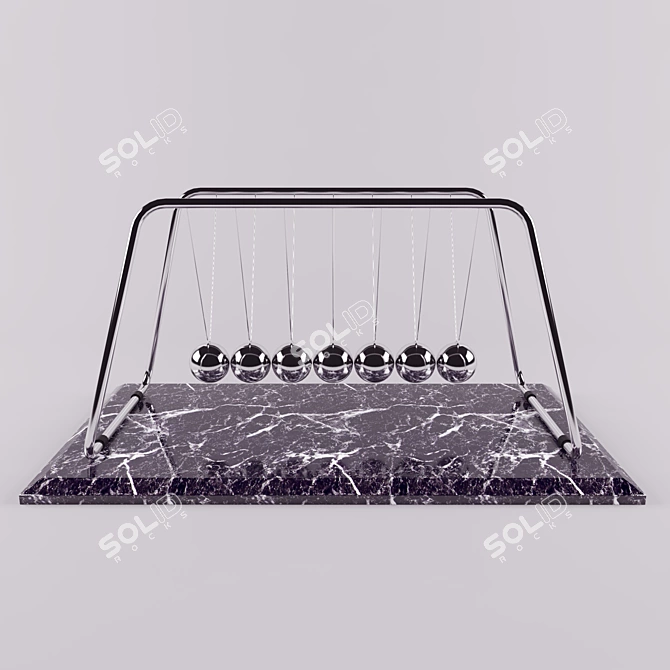 Elegant Marble & Chrome Newtons 3D model image 2