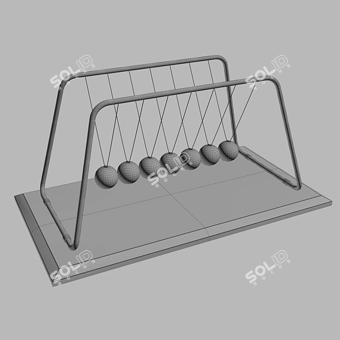 Elegant Marble & Chrome Newtons 3D model image 3