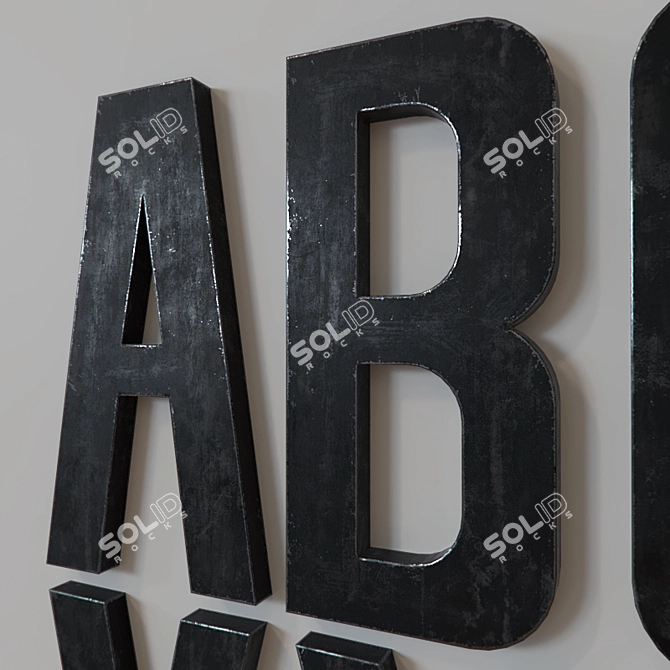 1930s French Shop Metal Letters 3D model image 3