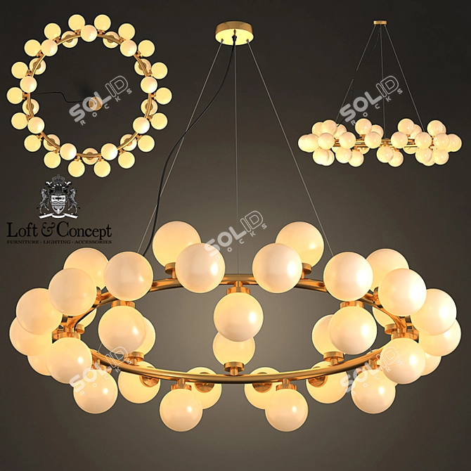 Antique Brass Milk Bubble Chandelier 3D model image 1