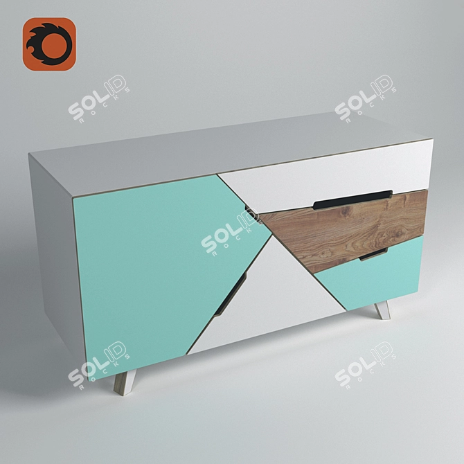 TANGRAM Puzzle Sideboard 3D model image 2