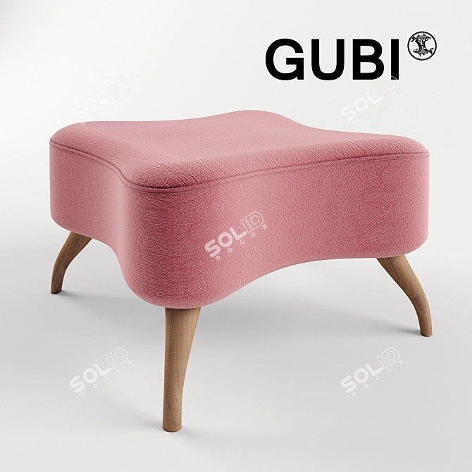 Gubi Bonaparte Pouf - Danish Designed Pink and Purple Ottoman 3D model image 2