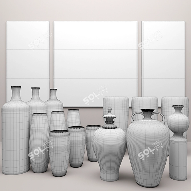15-Piece Ceramic Vase Collection: Elegant Assorted Designs 3D model image 3