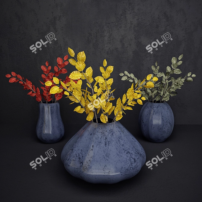 Leafy Vase: Stylish Ceramic décor 3D model image 1