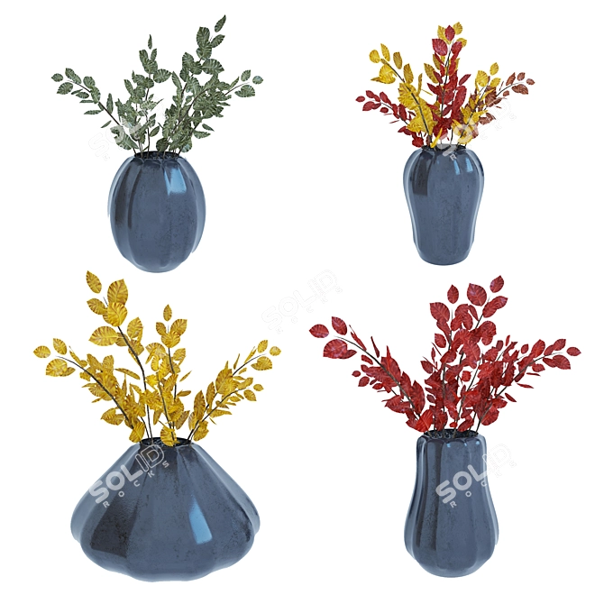 Leafy Vase: Stylish Ceramic décor 3D model image 2