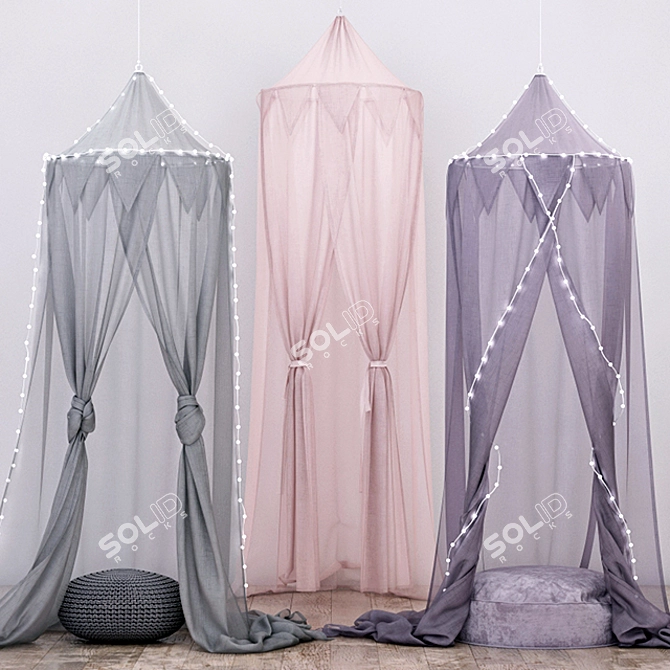  RH Cotton Voile Canopy Set 3D model image 1