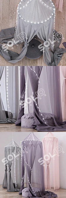  RH Cotton Voile Canopy Set 3D model image 2