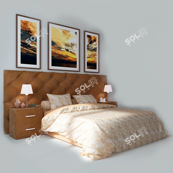 Elegant 5 Bed Frame 3D model image 2