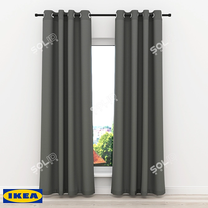 Elegant Grey Curtains 3D model image 1