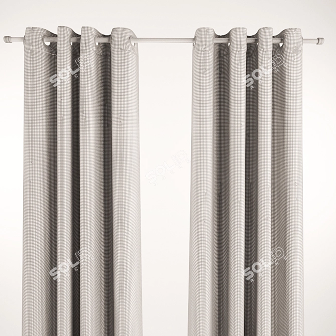 Elegant Grey Curtains 3D model image 3