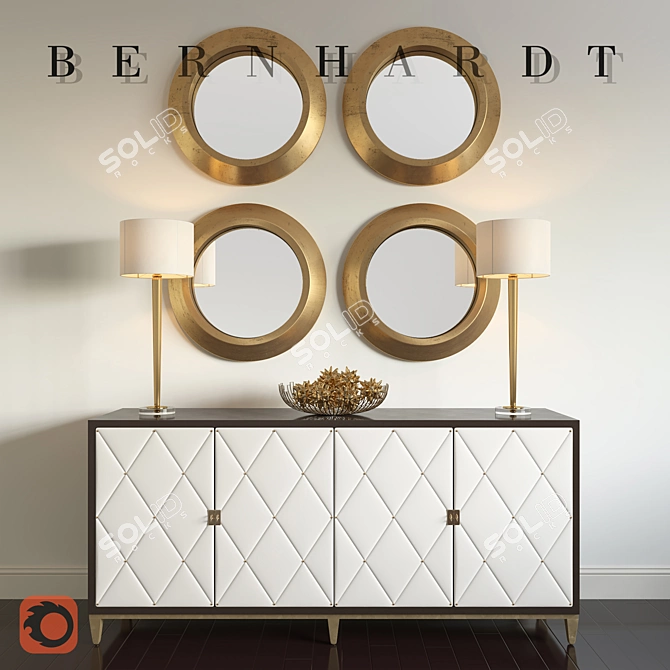 Luxurious Bernhardt Jet Set Buffet & Mirror Combo 3D model image 1