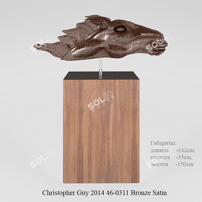 Bronze Satin Animal Sculpture 3D model image 1