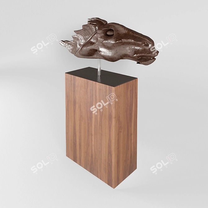 Bronze Satin Animal Sculpture 3D model image 3