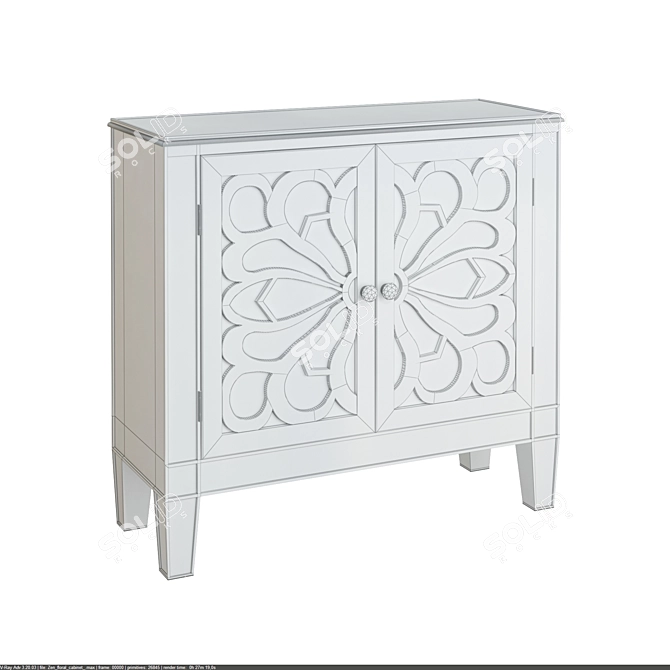 Snow Blossom Cabinet: Zen-inspired Floral Elegance 3D model image 2